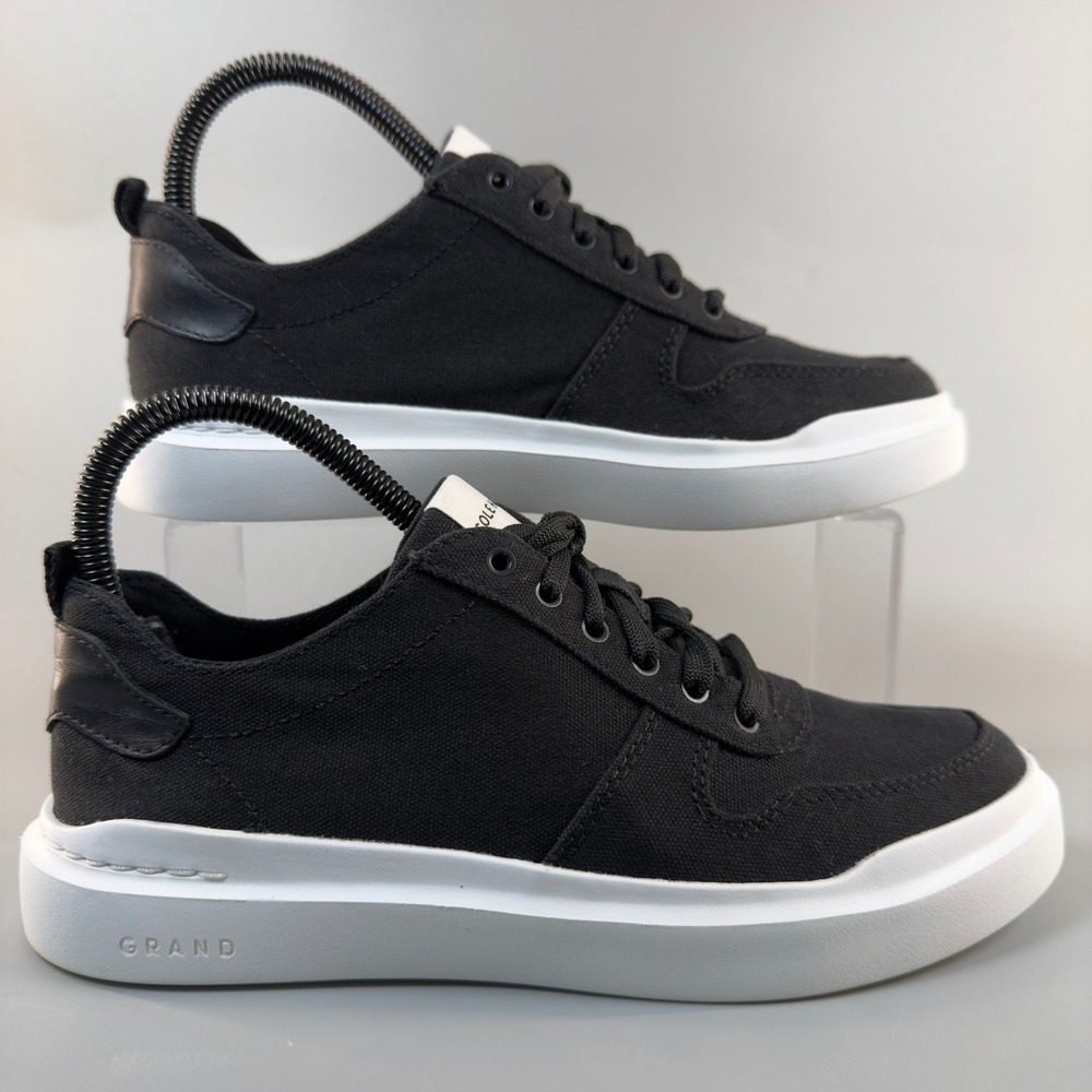 Cole Haan GrandPro Rally Womens 6 B Canvas Dress Sneaker Black White Lace Up Low